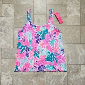 Lilly Pulitzer PJ Knit Tank Top Multi Seaside Carnivale Size S